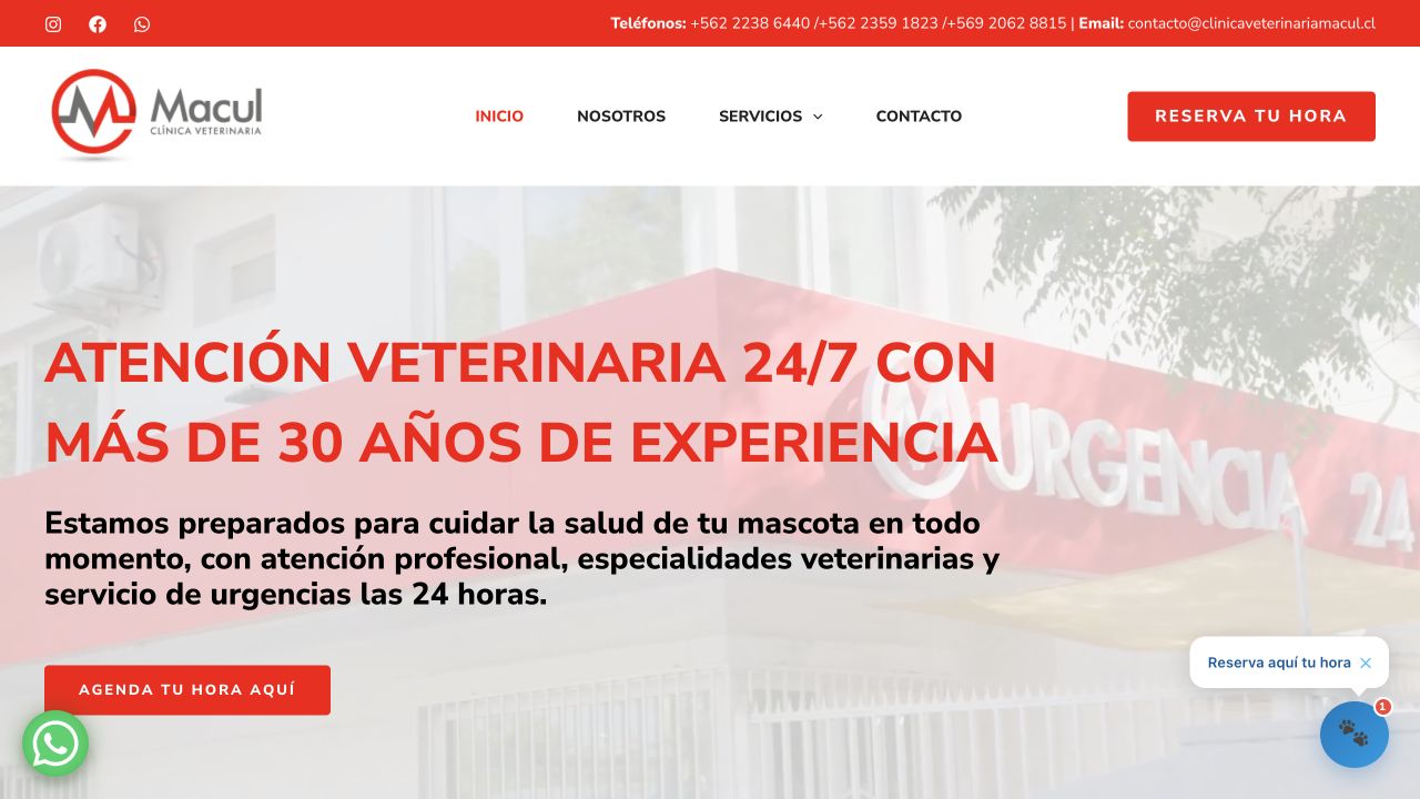 Clínica Veterinaria Macul website