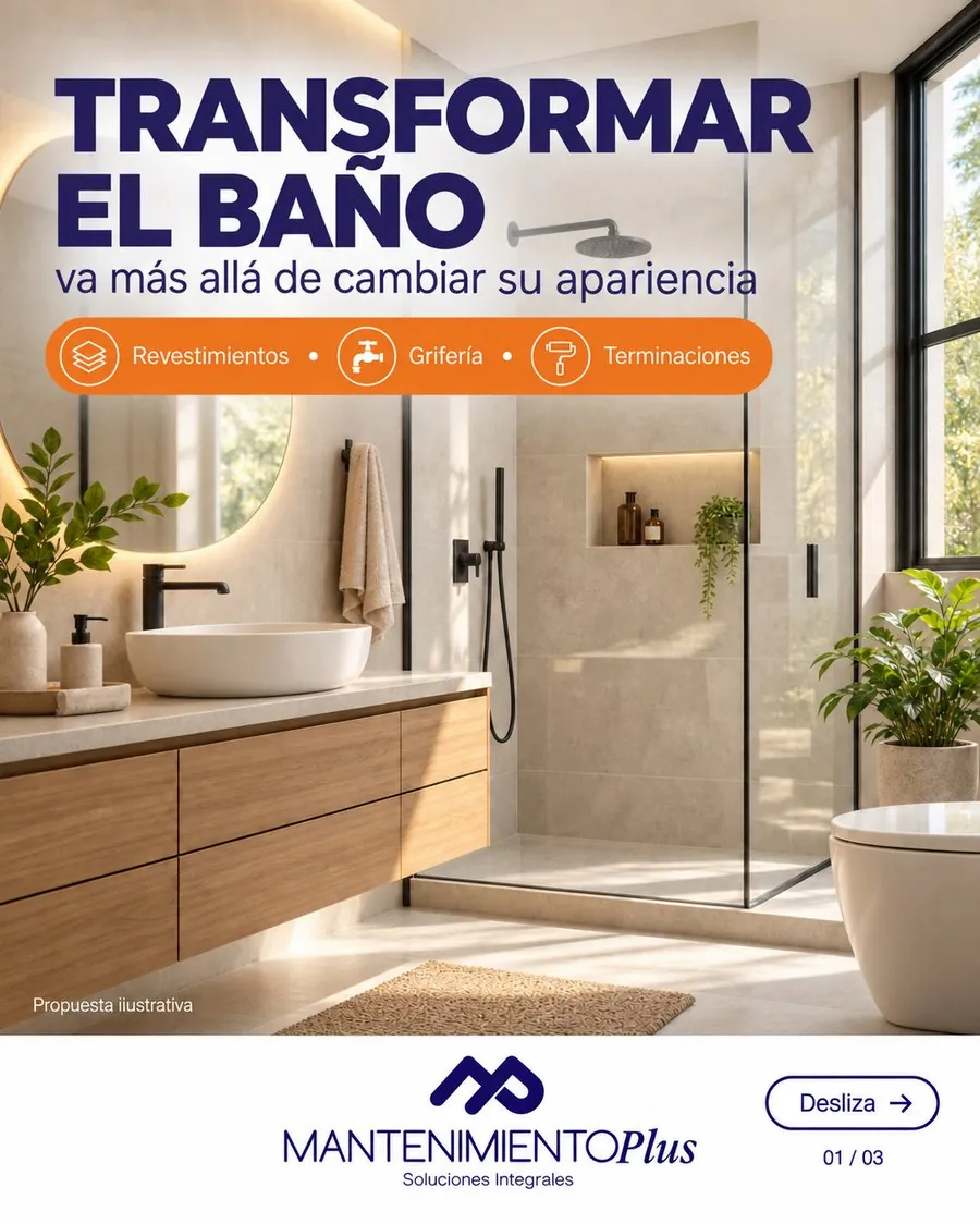 Pieza de Mantenimiento Plus sobre remodelación de baños
