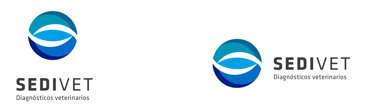Previous Sedivet logo: a circle with a stylized eye in four shades of blue and turquoise, in vertical and horizontal versions
